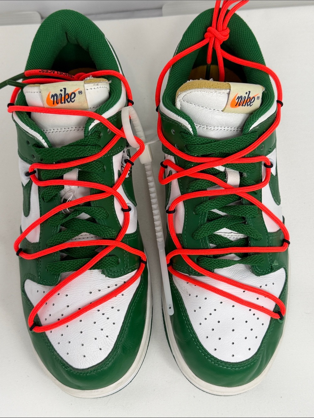 If you know you know. 
Nike dunk low off white pine green slightly worn.
